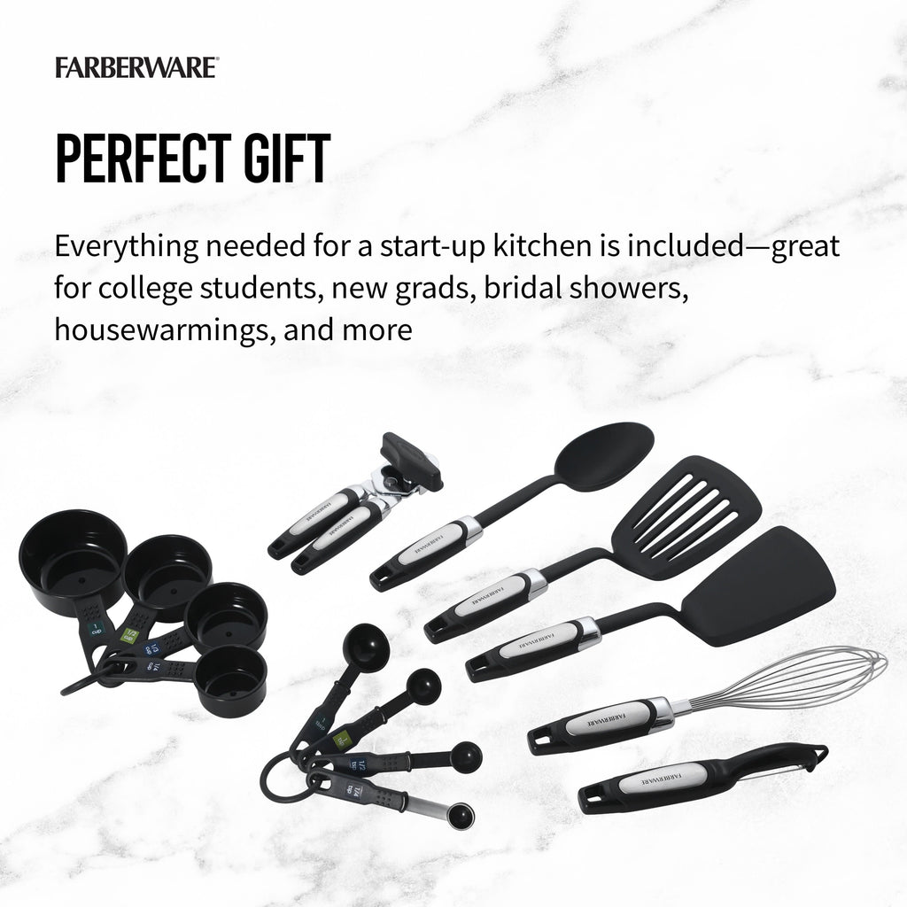 Professional 14-Piece Kitchen Tool and Gadget Kitchen Utensil Set in Black