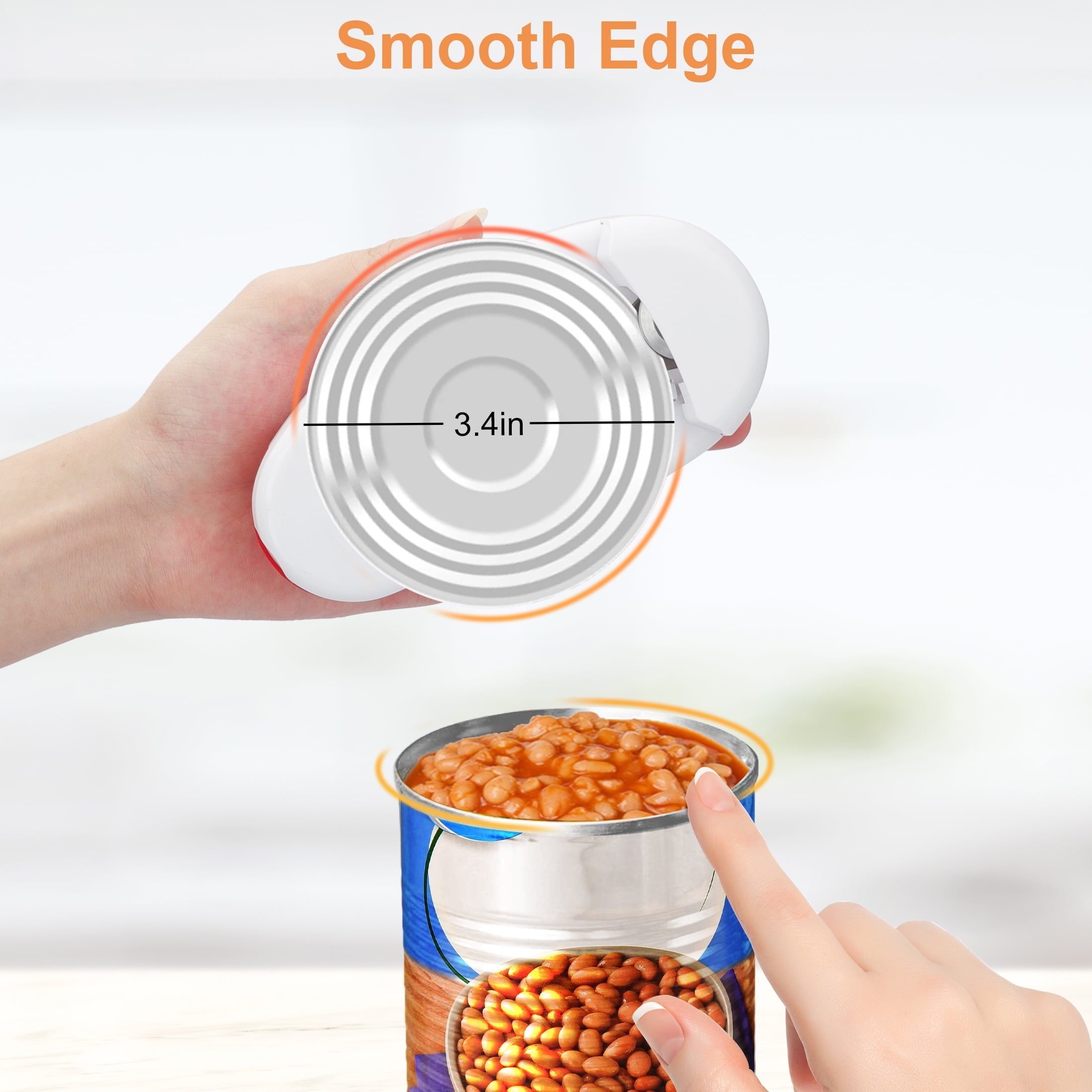 Electric Can Opener for Seniors with Arthritis, Smooth Edge, Hands Free, Battery Operated, Red