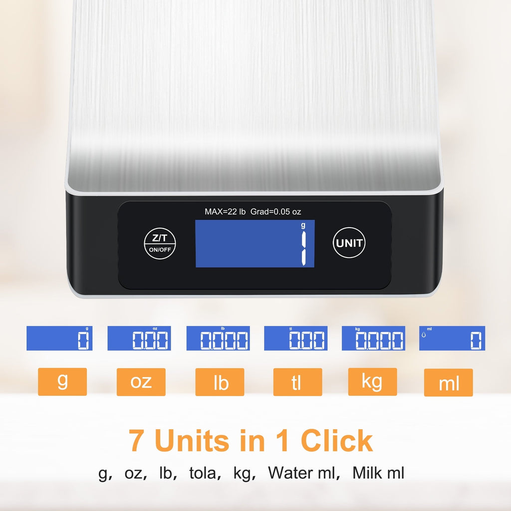 Food Scale, Kitchen Scale, Food Scales for Kitchen, LCD Display in Grams, Ounces, Pounds, Kilogram, Millilit...