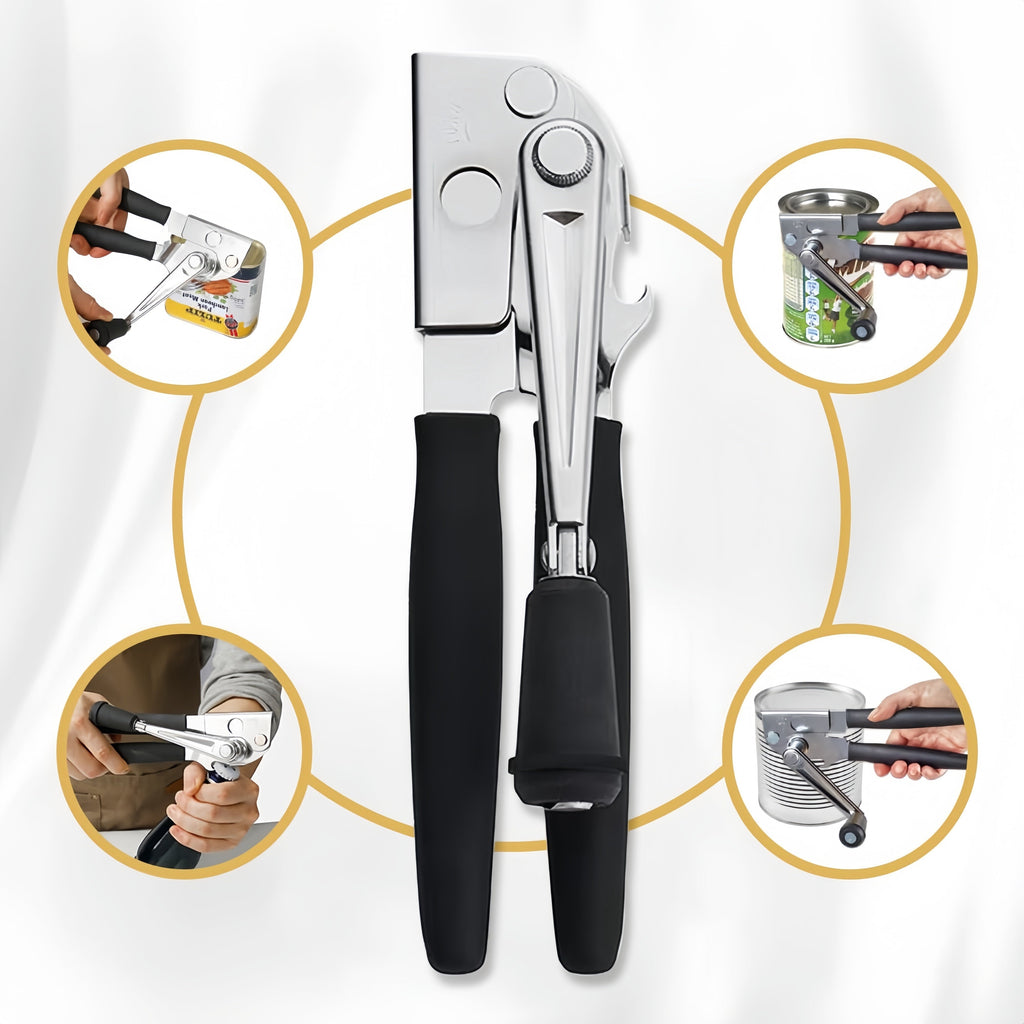 Opener Stainless Steel Opener Manual Heavy Duty, Premium Hand Held Opener with Bottle Opener, Erg...