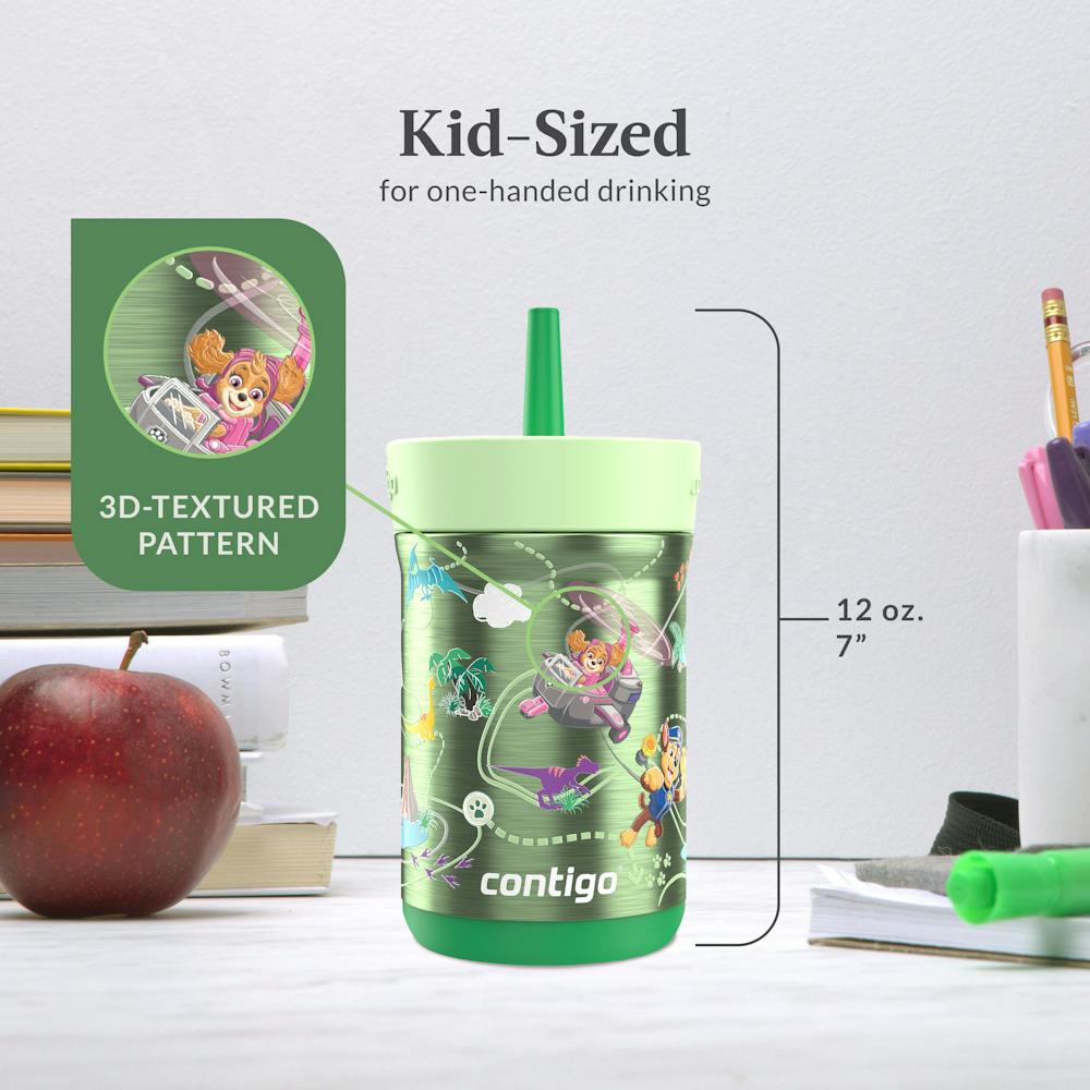 Contigo® Kids Leighton Spill-Proof Stainless Steel Tumbler with Straw, 12oz. - Dark Green Dino Treks