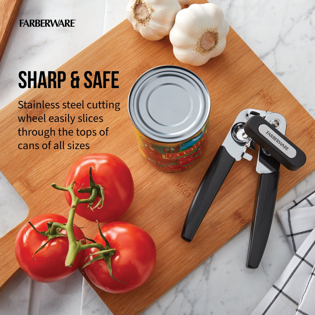Stainless Steel Portable Can Opener with Black Handle