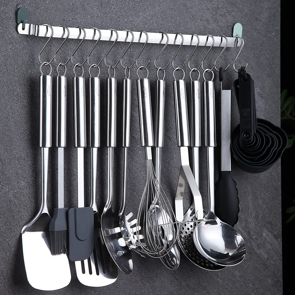 Kitchen Utensils Set 37 Pieces, Stainless Steel Cooking Utensils Set, Kitchen Gadgets Cookwarewith Hooks For H...