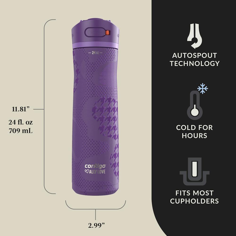 Contigo® x Ally Love Ashland Chill 2.0 Stainless Steel Water Bottle with AUTOSPOUT® Lid, 24oz - Violet