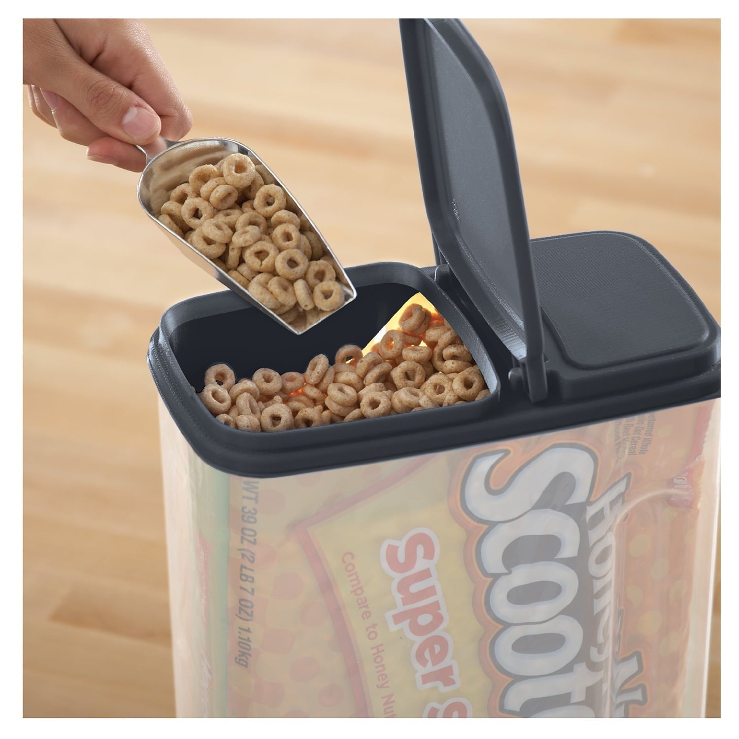 Plastic Cereal Dispenser with Lid, 32 Cup Airtight Cereal Storage Container for Pantry Organization and Dry Foo...