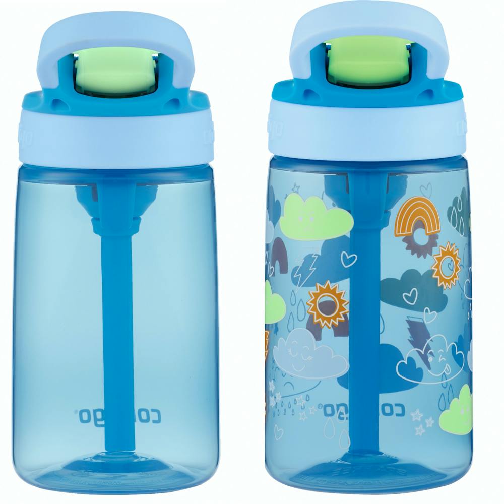 Contigo® Kids Water Bottle with Redesigned AUTOSPOUT® Straw, 14 oz, 2 pack - Blue Poppy Periwinkle & Clouds