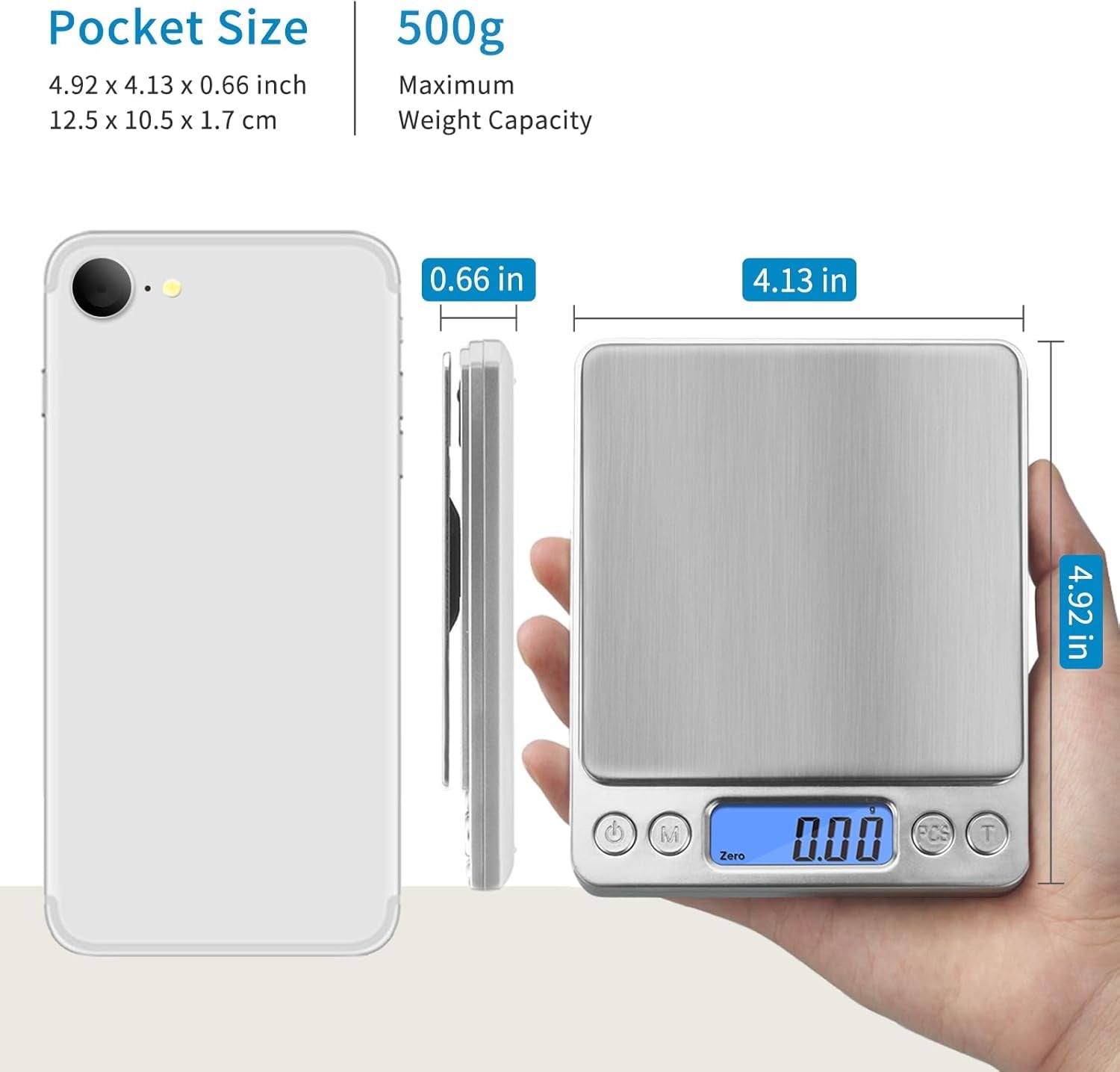 Digital Kitchen Scale, Food Scale, 500g x 0.01g Gram Scale, Cooking Food Scale with LCD Display, Small Pocket Scale w...