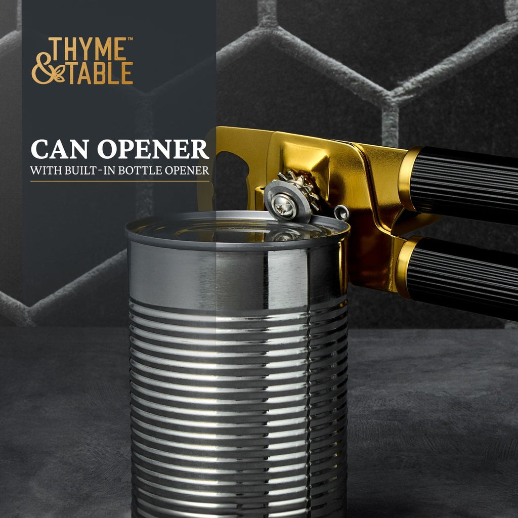 Stainless Steel Manual Can Opener with Gold Finish
