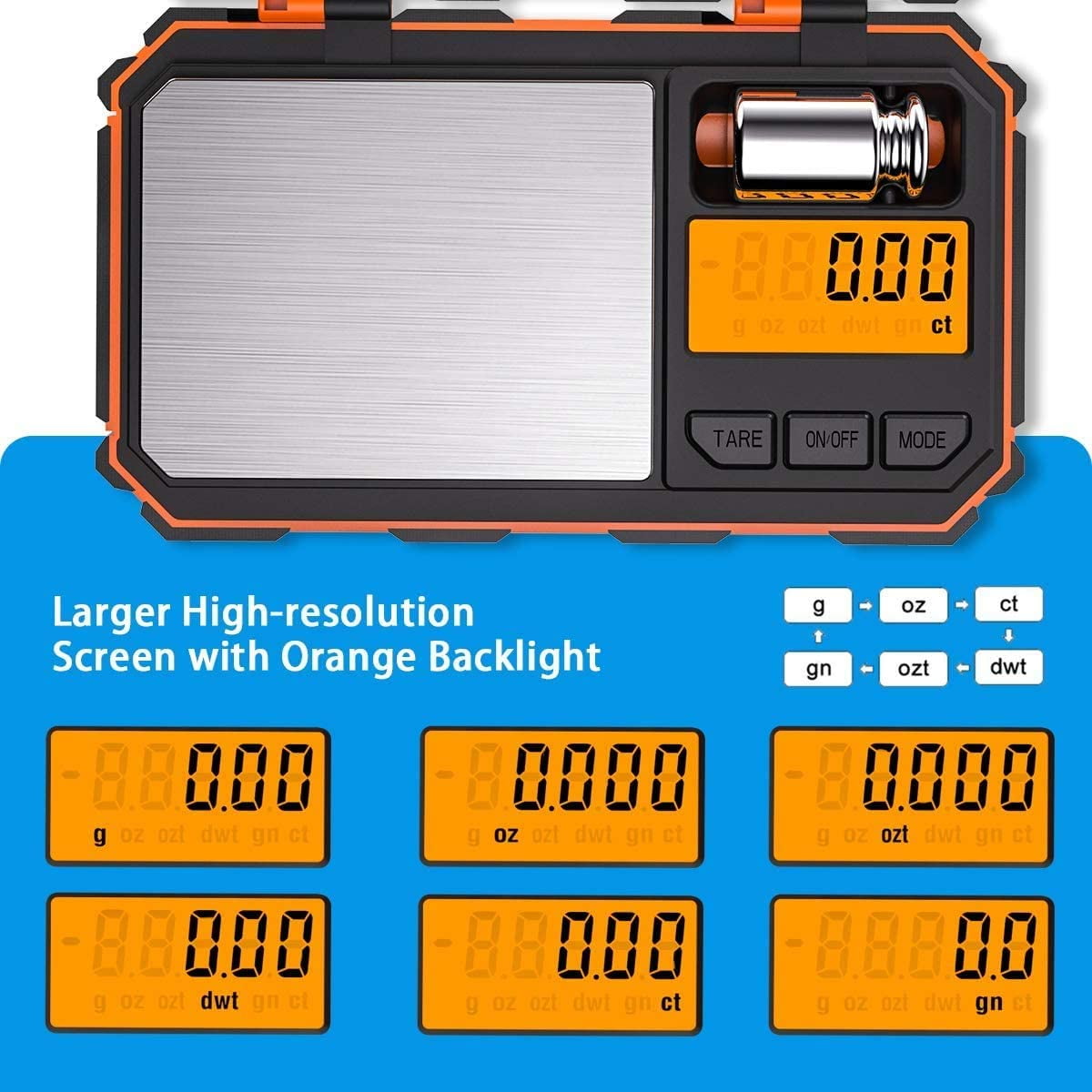 Digital Scale, 200g/0.01g Mini Scale Electronic Smart Scale 50g Calibration Weight LCD Backlit Display Tare Fu...