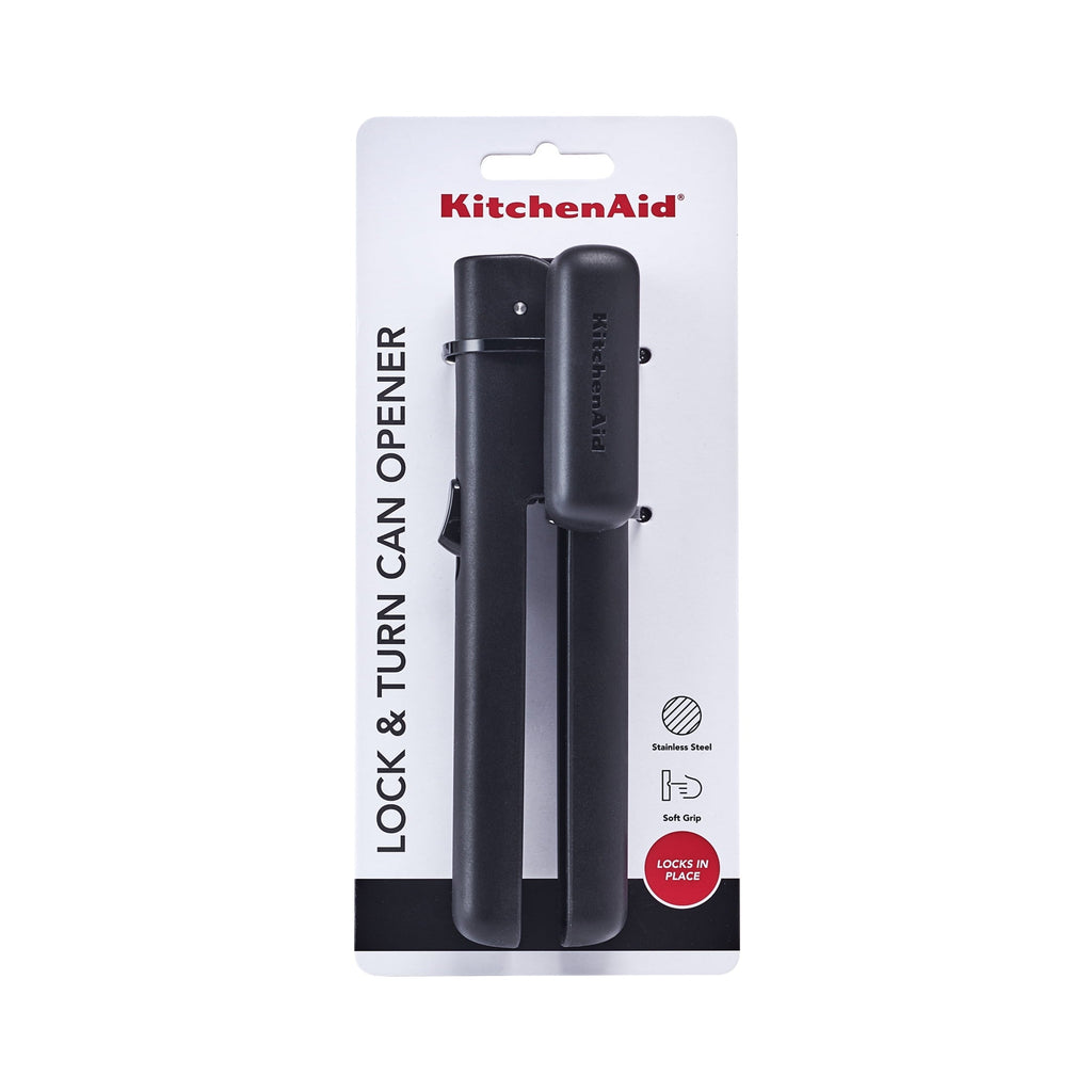 Stainless Steel Manual Can Opener with Locking Handles, Black
