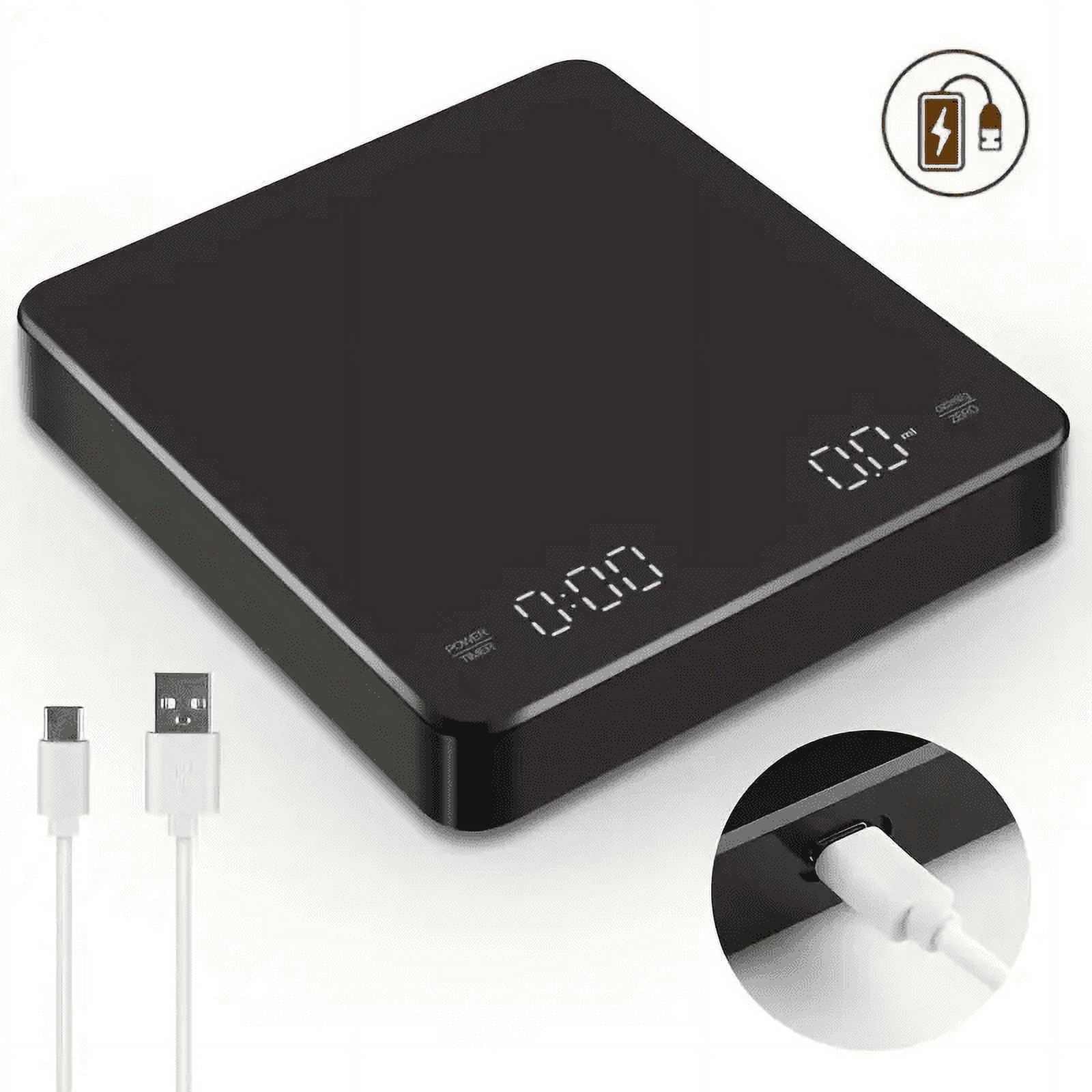 Digital Coffee Scale with Timer LED Screen Espresso USB 3kg Max.Weighing 0.1g High Precision Measures in Oz/ml/g Kitc...