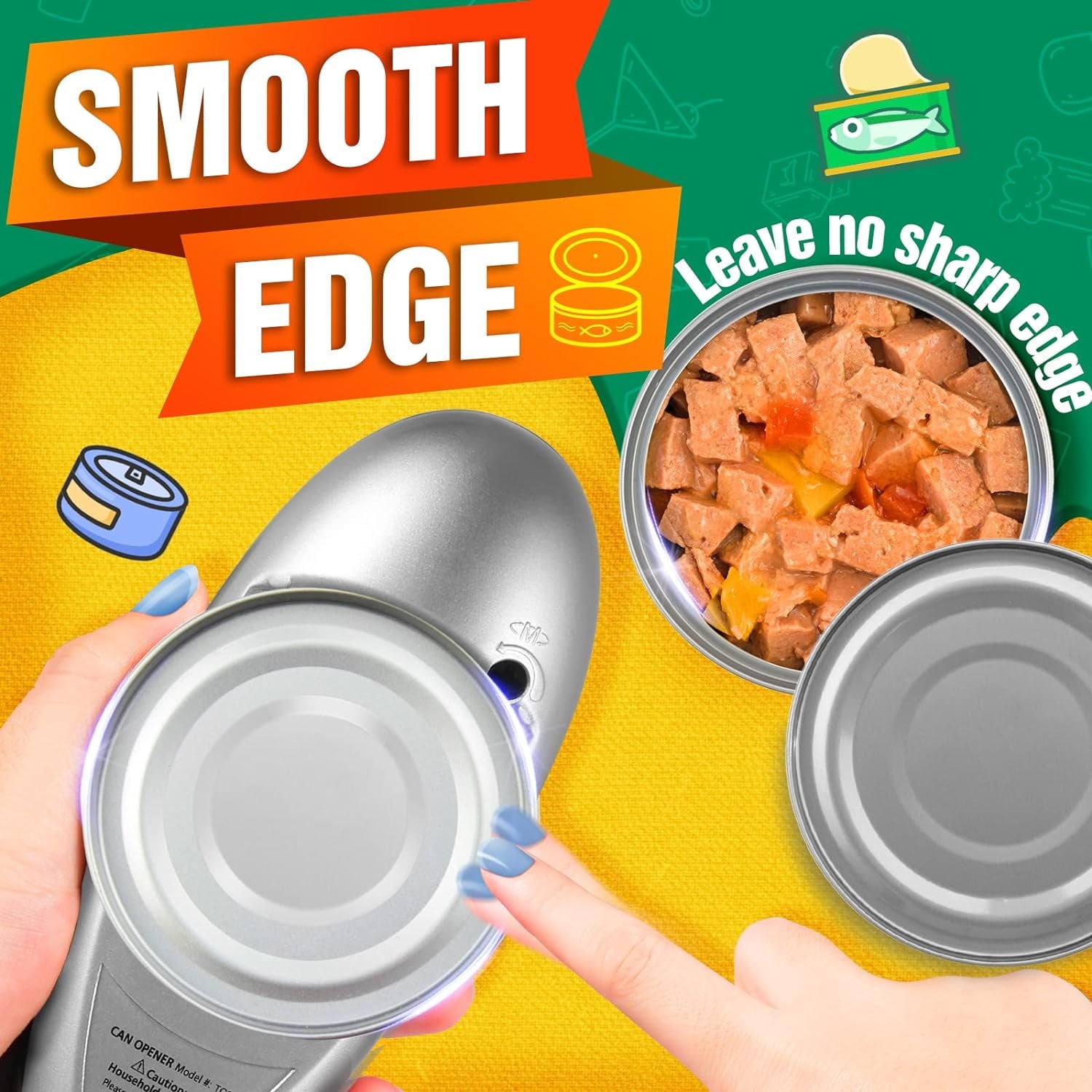 Electric Can Opener, One Touch Automatic with No Sharp Edges, Best Kitchen Gadget