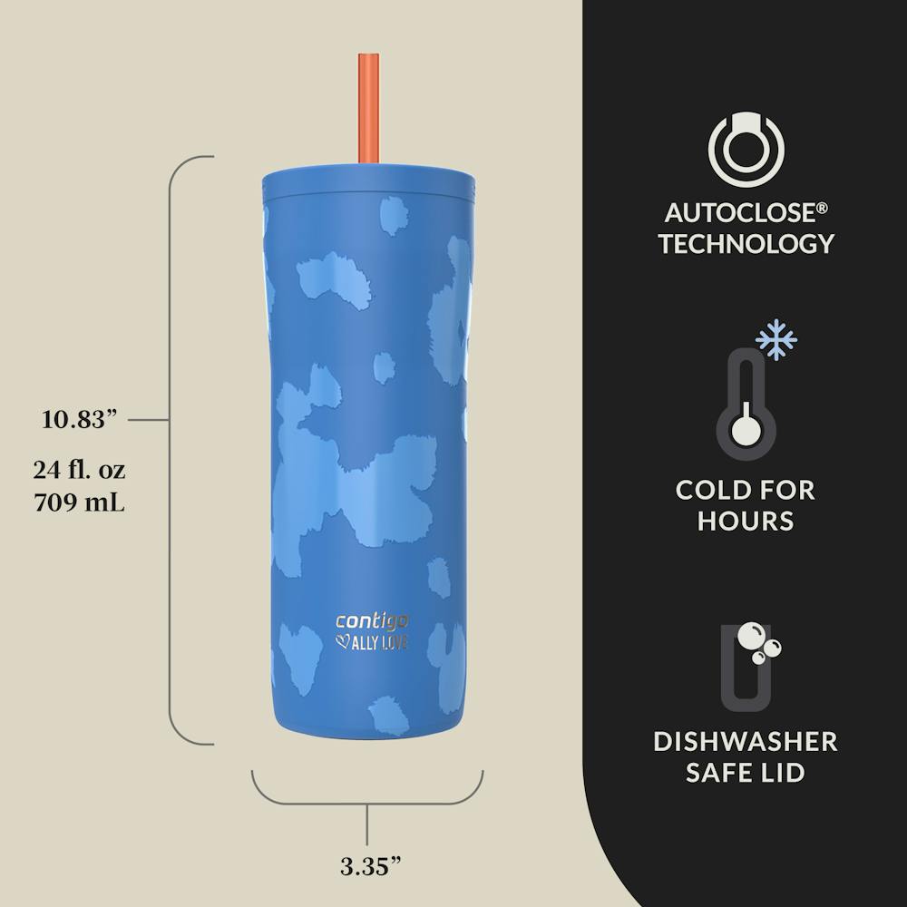 Contigo® x Ally Love Streeterville 2.0 Stainless Steel Tumbler with Straw, 24oz - Stellar Jay