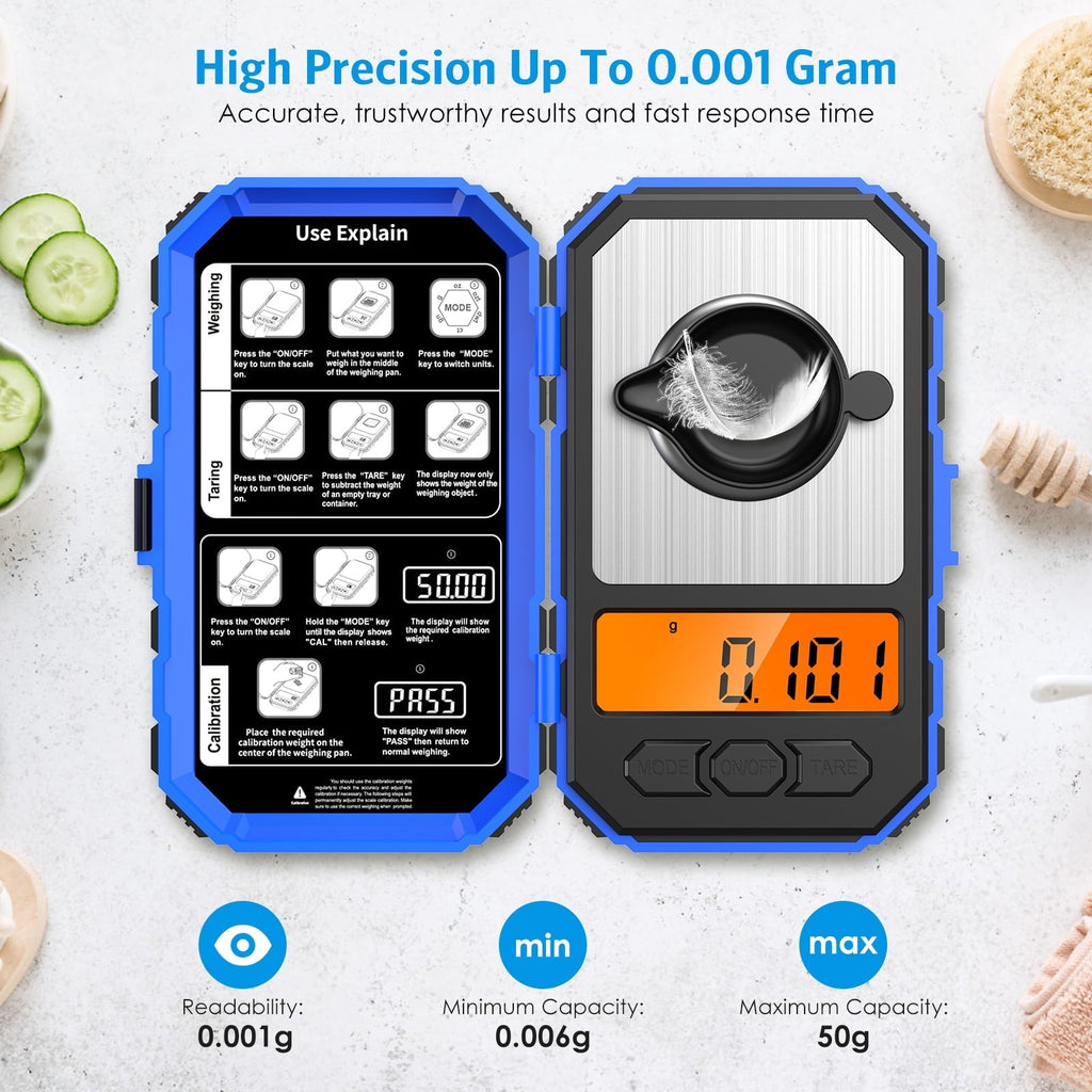 Scale for Kitchen, Digital Scale 20g-0.001g Pocket Scale Electronic Smart Scale with 20g Calibration Weight Mini Scal...