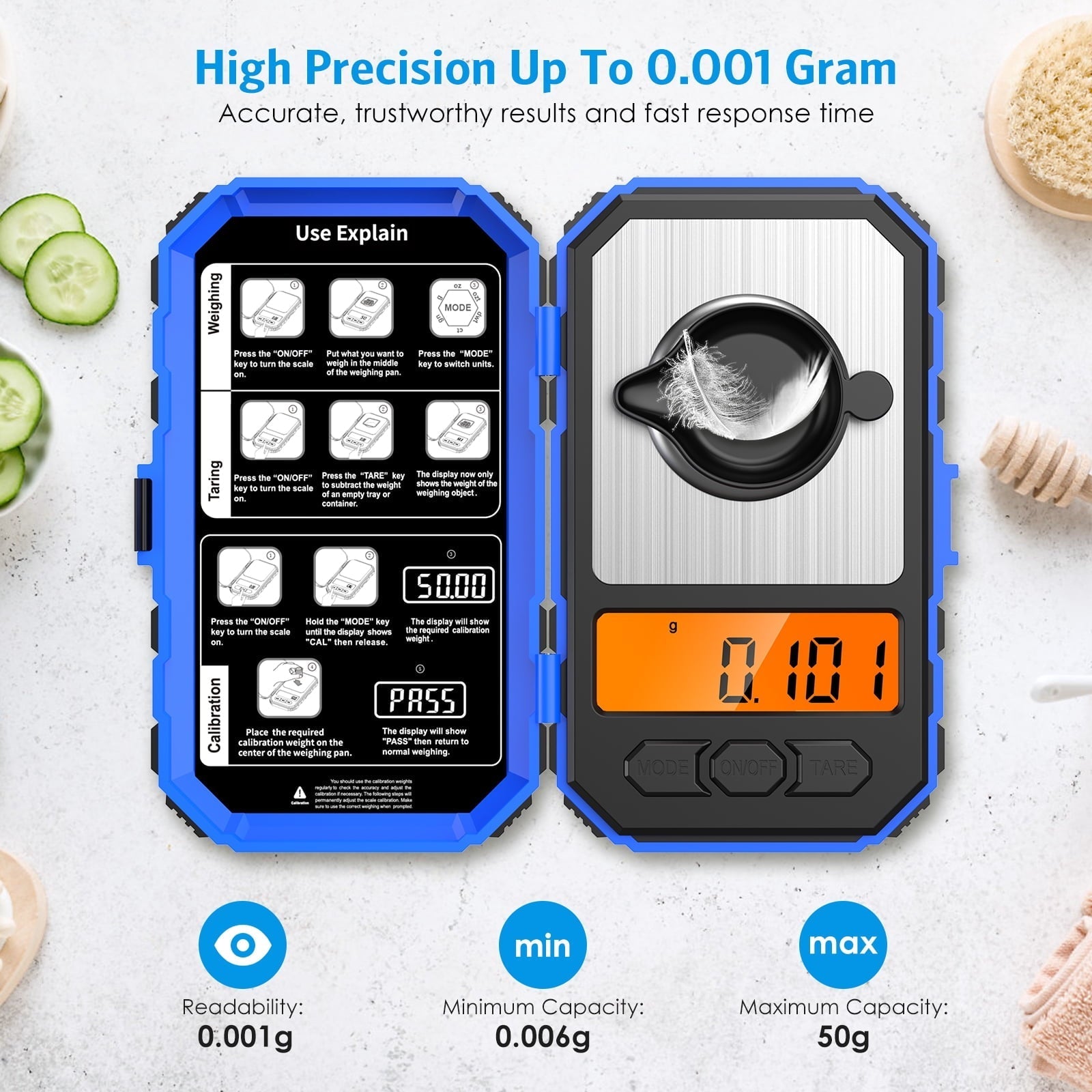 Scale for Kitchen, Digital Scale 20g-0.001g Pocket Scale Electronic Smart Scale with 20g Calibration Weight Mini Scal...