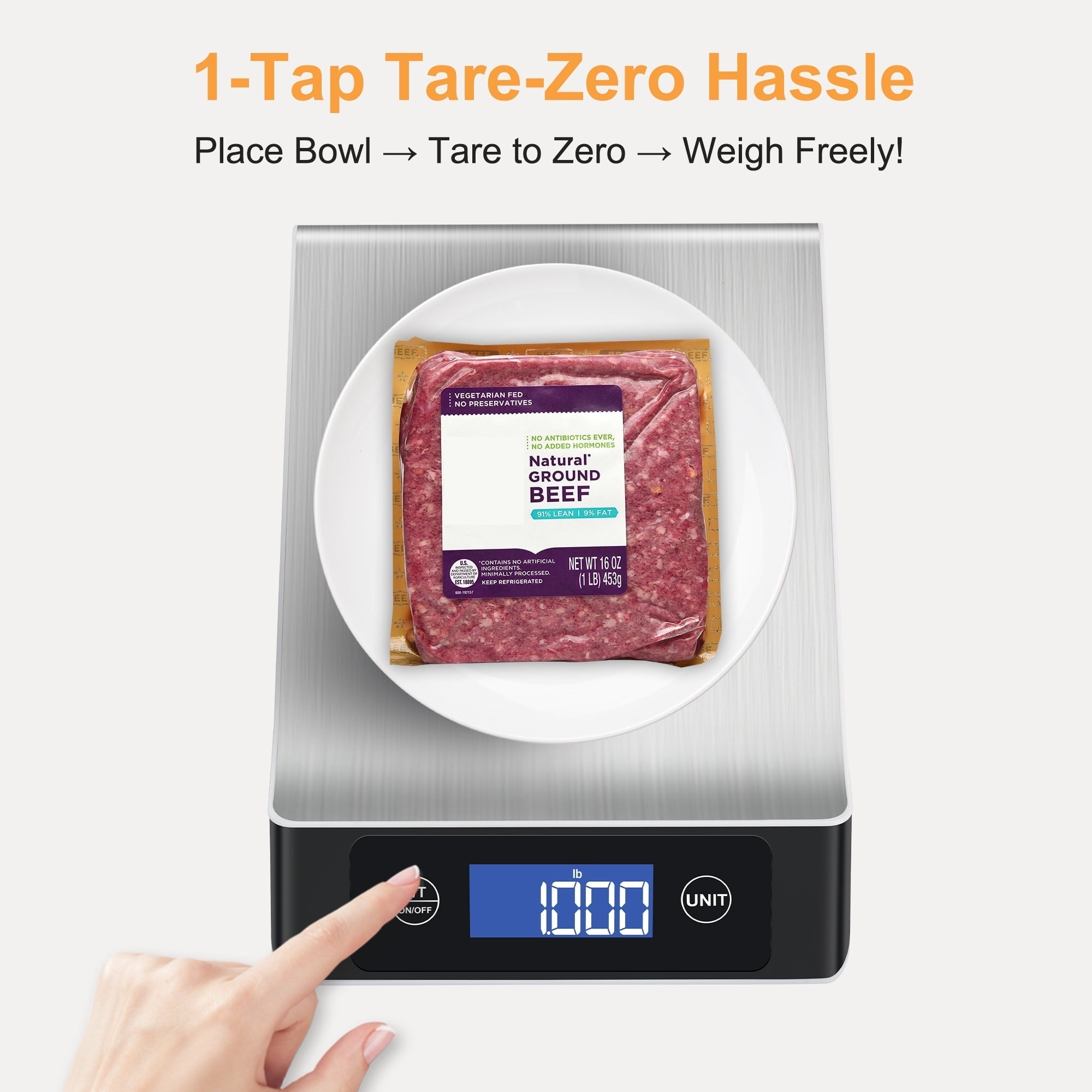 Food Scale, Kitchen Scale, Food Scales for Kitchen, LCD Display in Grams, Ounces, Pounds, Kilogram, Millilit...