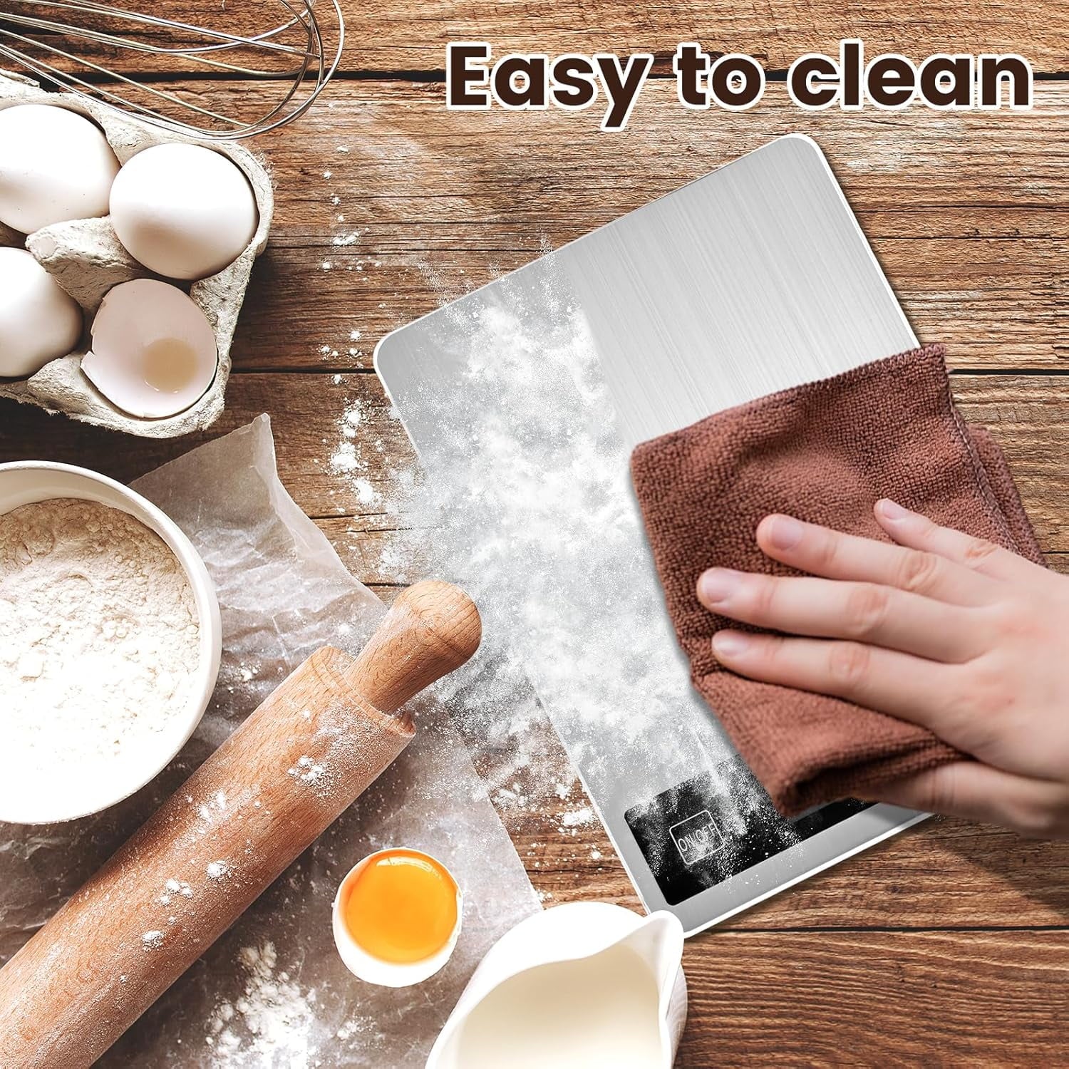 33lb Digital Kitchen Scale, 1g/0.05oz Accuracy, USB Rechargeable or Battery Powered, Waterproof Stainless Steel with ...