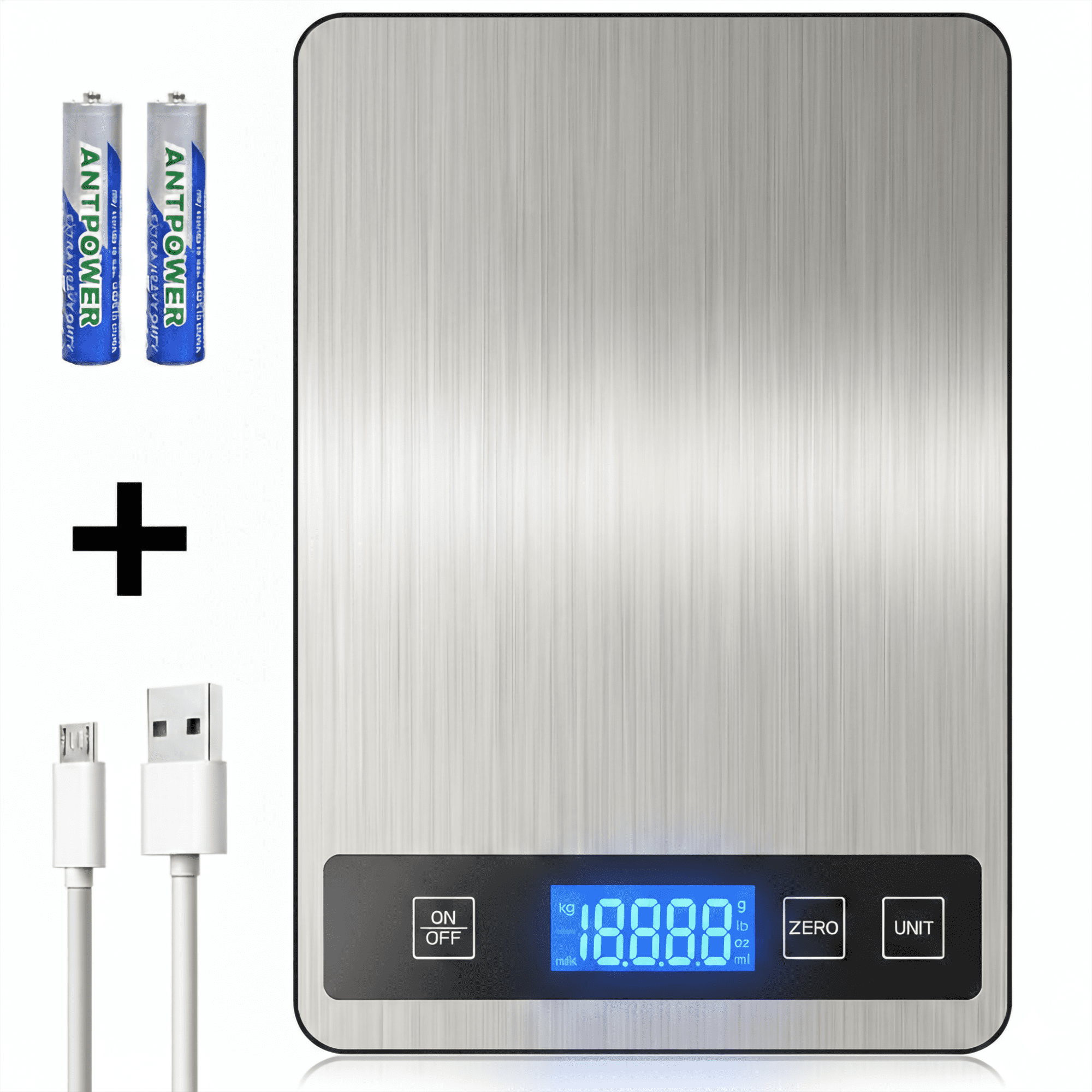 Digital Food Kitchen Scale, Gram Scale 1g/0.1oz Accuracy, 15kg/33lb Stainless Steel with 5 Units, Tare Function& LCD ...