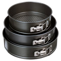 8", 9", 10" Round Nonstick Carbon Steel Springform Cake Pans, Gray, Set of 3