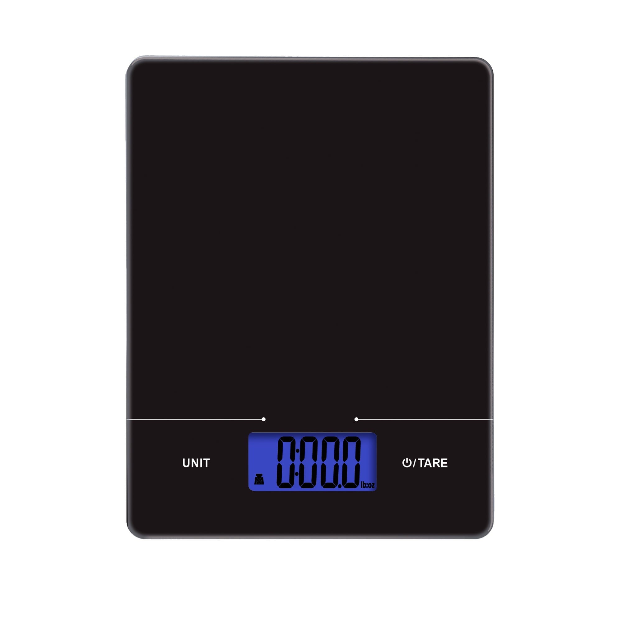 Tempered Glass Slimline Digital Scale with Blue Backlit, Black