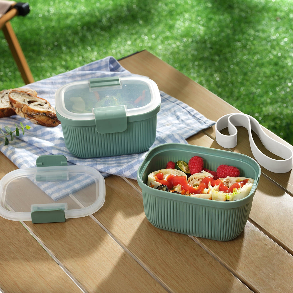 Food Storage Snack Container, Plastic, Rectangle, Green, 19oz Capacity, Best Used for On-the-Go Snacks and Small Port...