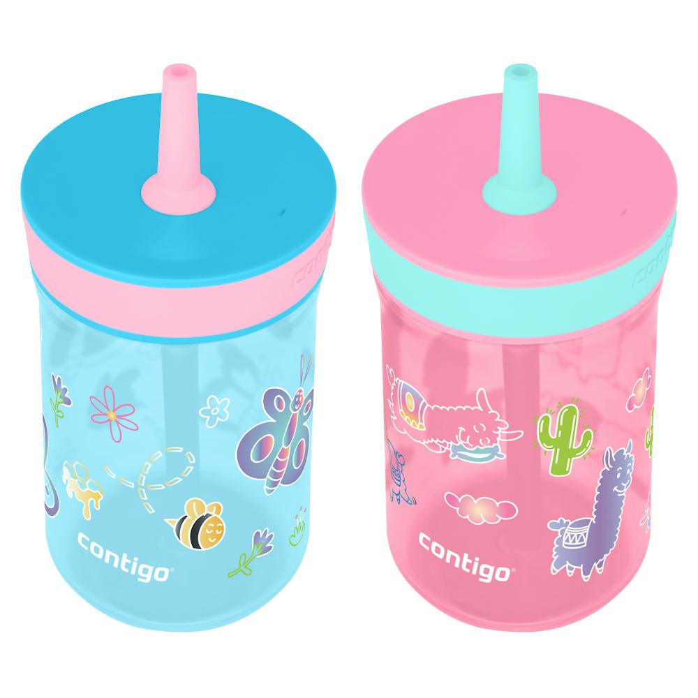 Kids’ Leighton Straw Tumbler with Spill-Proof Lid, 14oz - Butterflies and Honeybees & Llamas