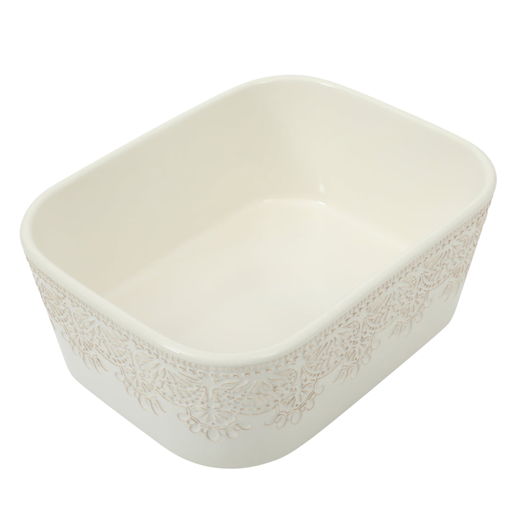 Vintage Lace 6-Piece Nesting Casserole Baking Dish Bakeware Set with Lids, Linen