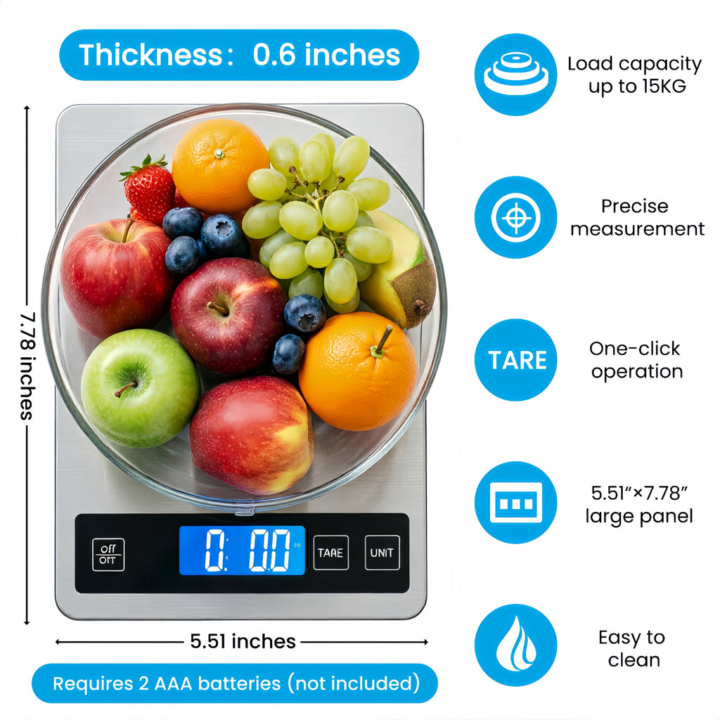 22lb Digital Kitchen Scale,Food Scale Measures in Grams and Ounces for Weight Cooking Baking,1g/0.1oz Precise Graduat...