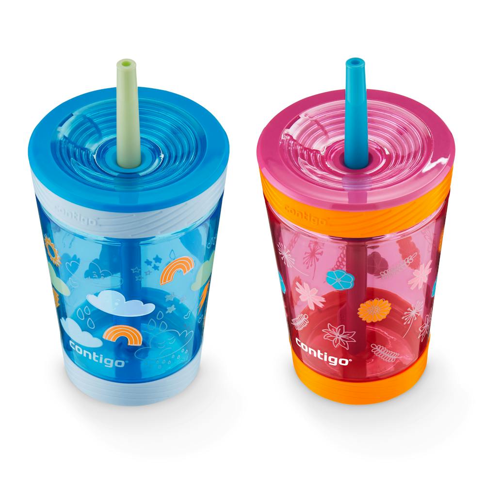 Kids Spill-Proof Tumbler with Straw, 14oz - Wildflowers & Clouds