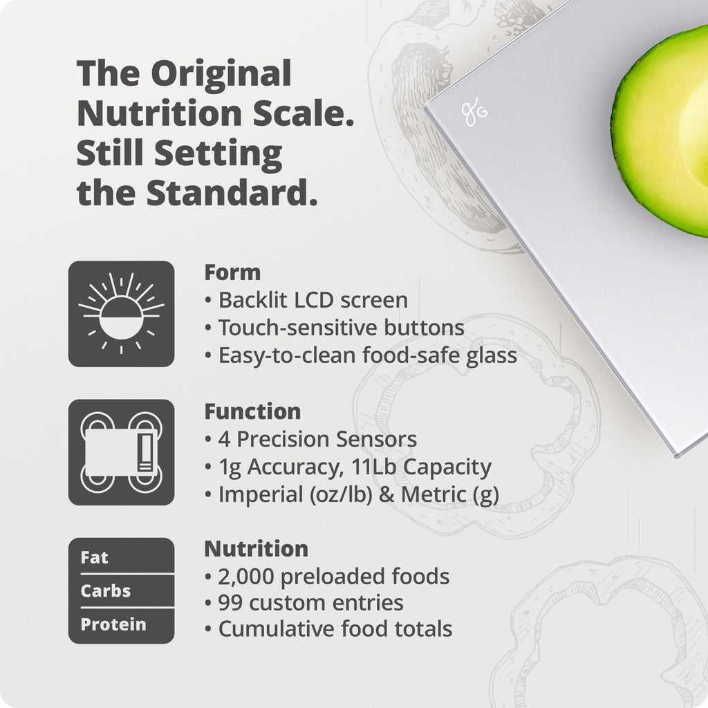 Digital Nutritional Food Scale, LCD Display , Calorie Meal Prep, Weight Loss, Silver