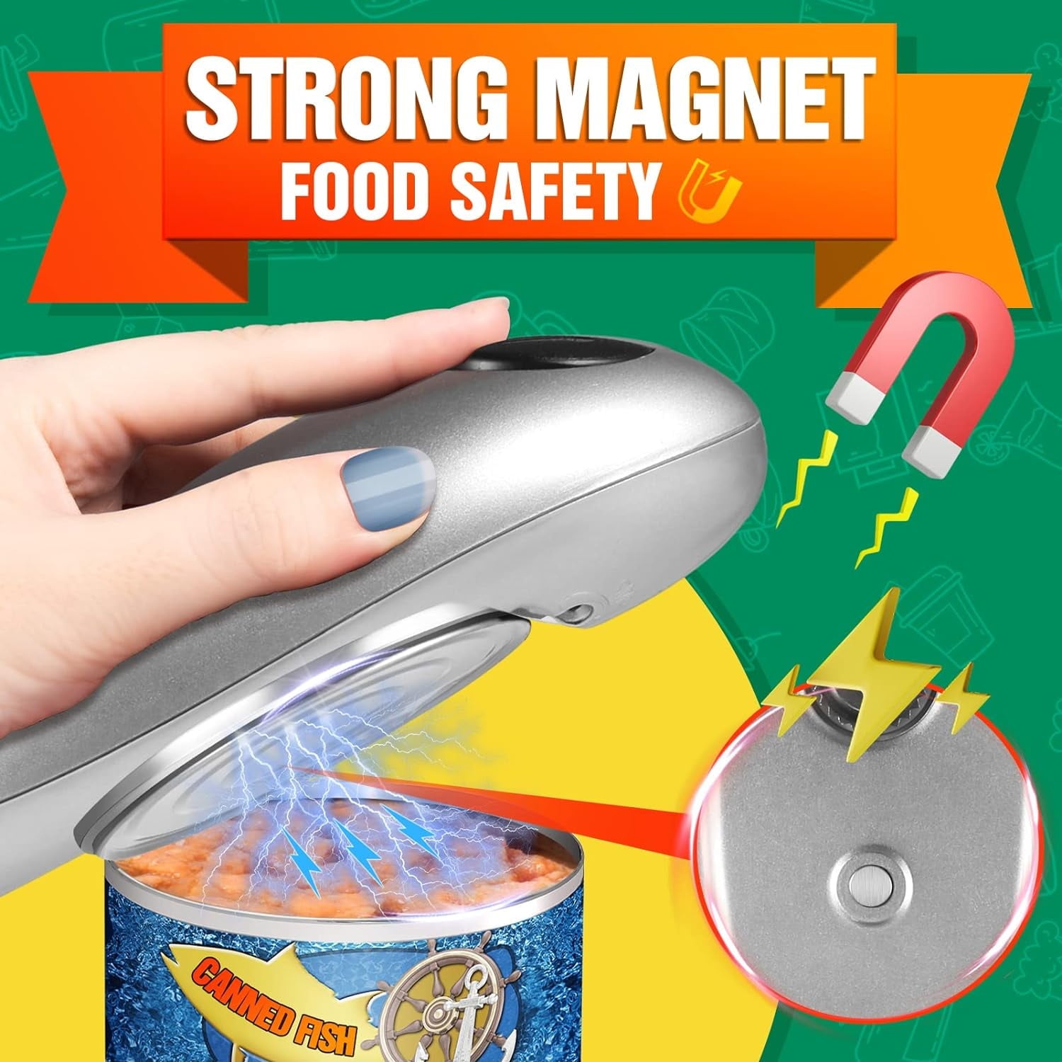 Electric Can Opener, One Touch Automatic with No Sharp Edges, Best Kitchen Gadget
