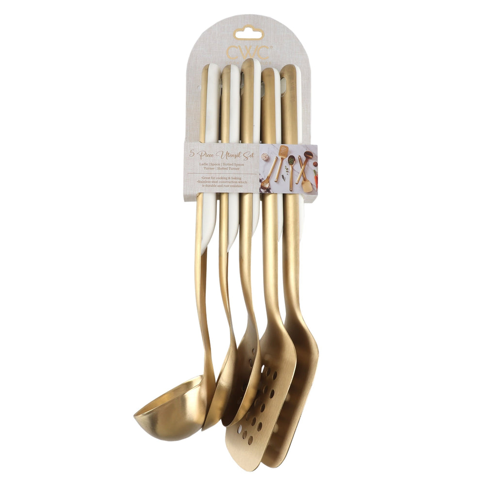 5-Piece Stainless Steel Utensil Set Gold, Durable & Stylish Kitchen Tools