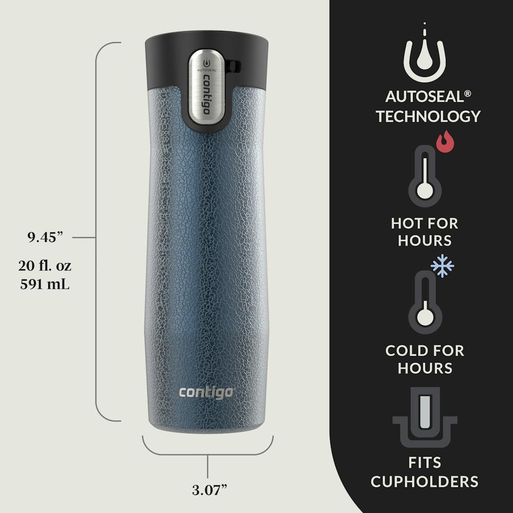 Contigo® West Loop 3.0 Stainless Steel Travel Mug with AUTOSEAL® Lid, 20oz, 2-Pack - Crystal Blueberry & Crystal Sake