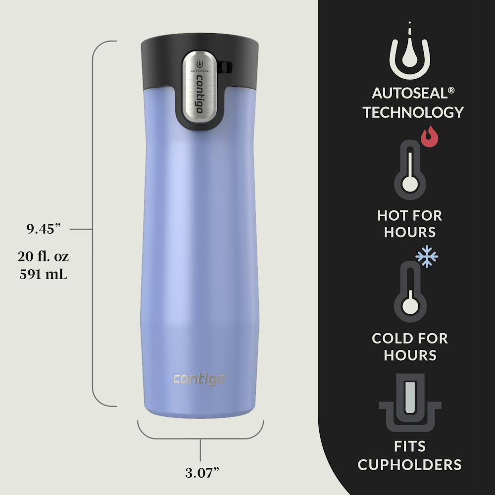 Contigo® West Loop 3.0 Stainless Steel Travel Mug with AUTOSEAL® Lid, 20oz, 2-Pack - Aster Frosted Pearl & Limelight Frosted Pearl