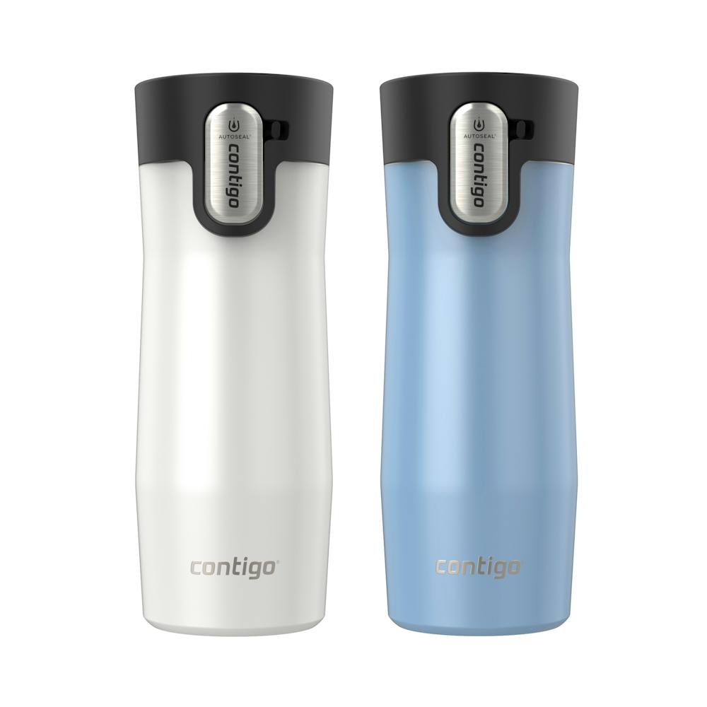Contigo® West Loop 3.0 Stainless Steel Travel Mug with AUTOSEAL® Lid, 16oz, 2-Pack - Salt Frosted Pearl & Glacier Frosted Pearl