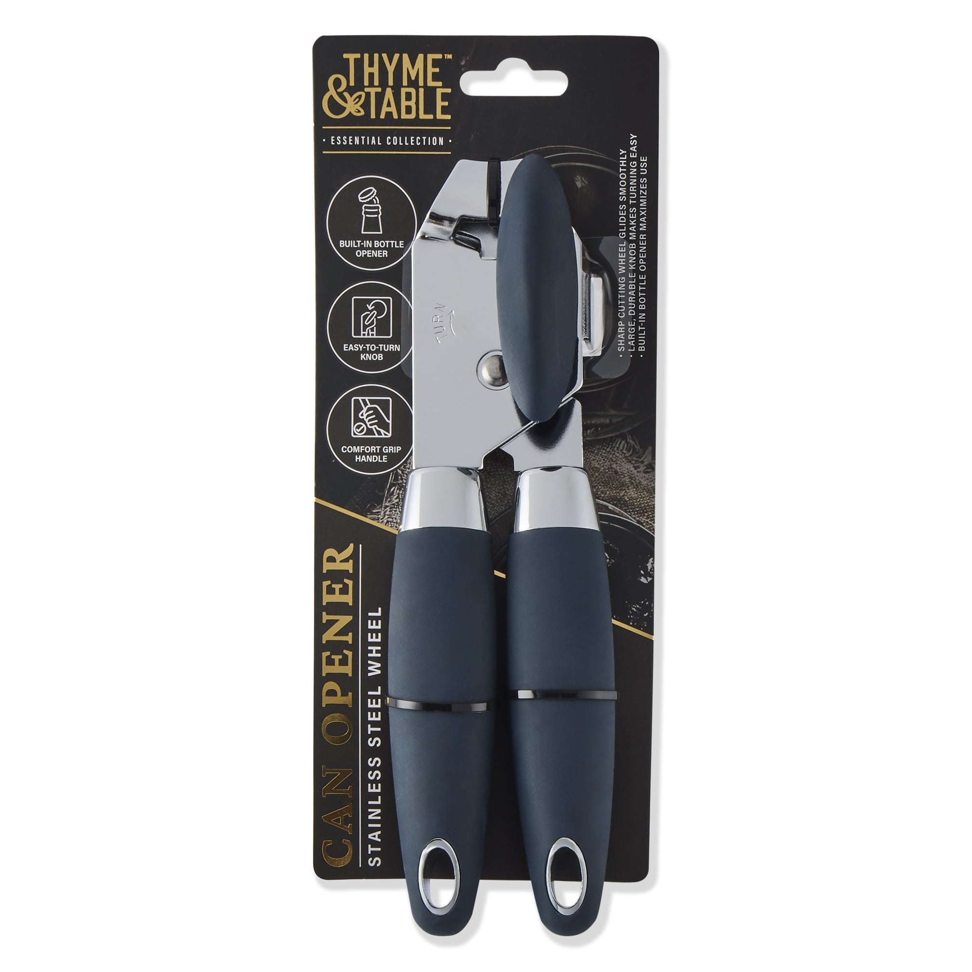 Manual Stainless Steel Can Opener with Easy-Turn Knob