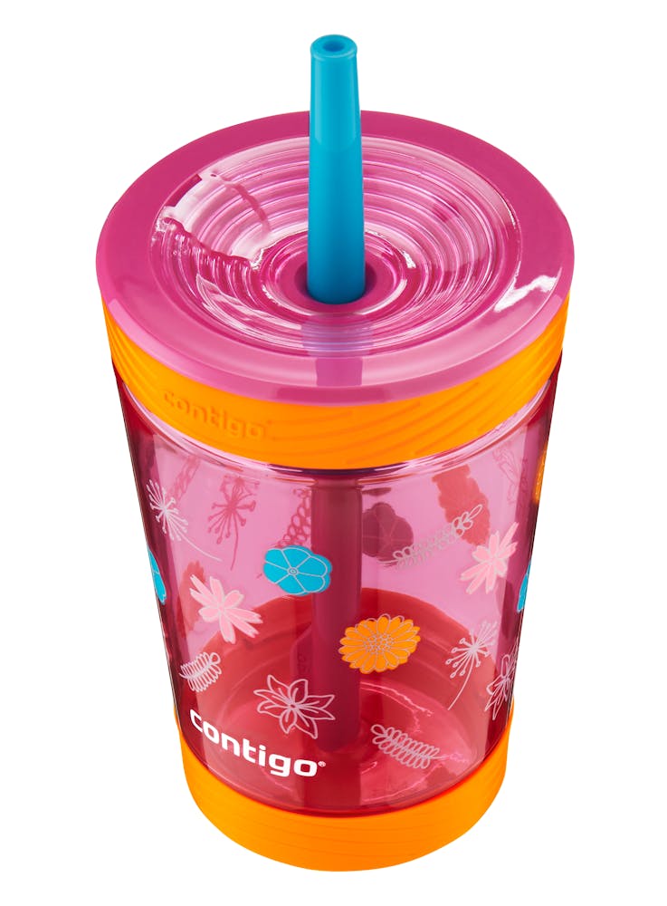 Kids Spill-Proof Tumbler with Straw, 14oz - Wildflowers & Clouds