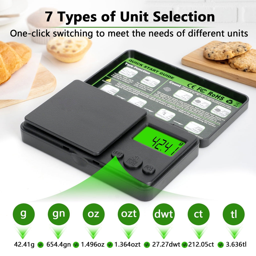 Digital Mini Pocket Scale, Precision Gram Jewelry Gold Scale 1000g*0.01,Kitchen Food Scale with LCD Display Black for...