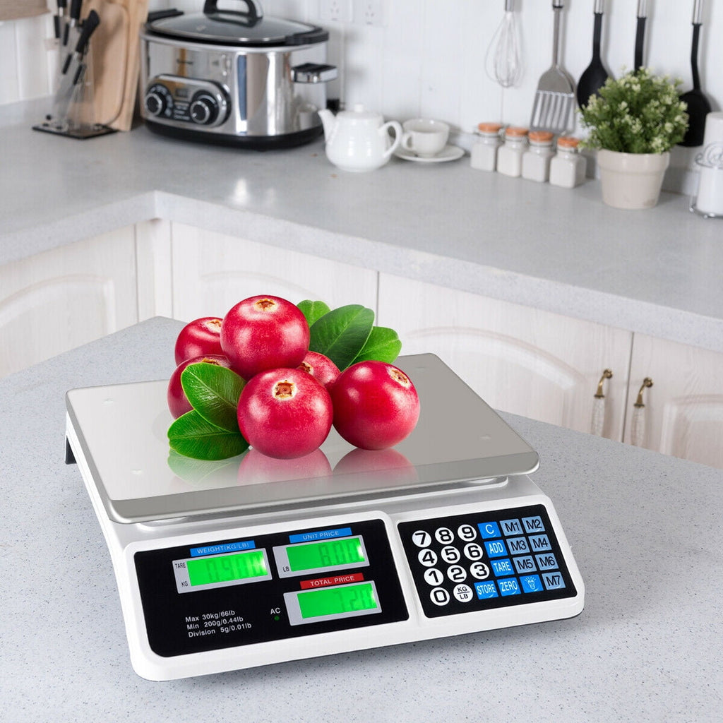 66 lbs Digital Weight Scale Price Computing Retail Count Scale Food Meat Scales
