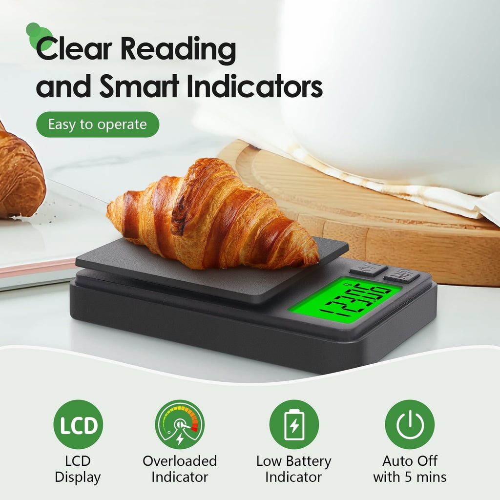 Digital Mini Pocket Scale, Gram Jewelry Gold Scale 1000g*0.01,Kitchen Food Scale Black for Power Gold Coin