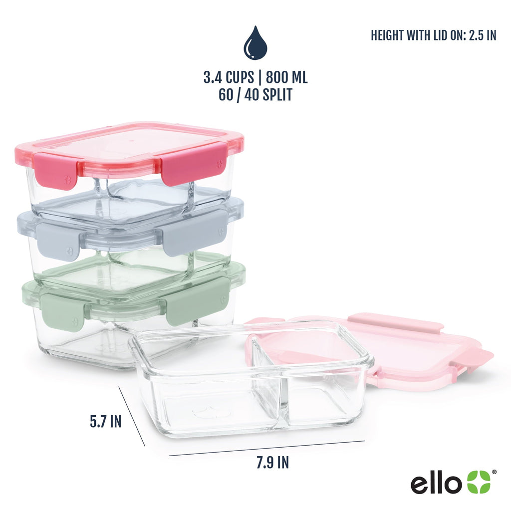 8pc 3.4 Cup Divided Glass Meal Prep Set