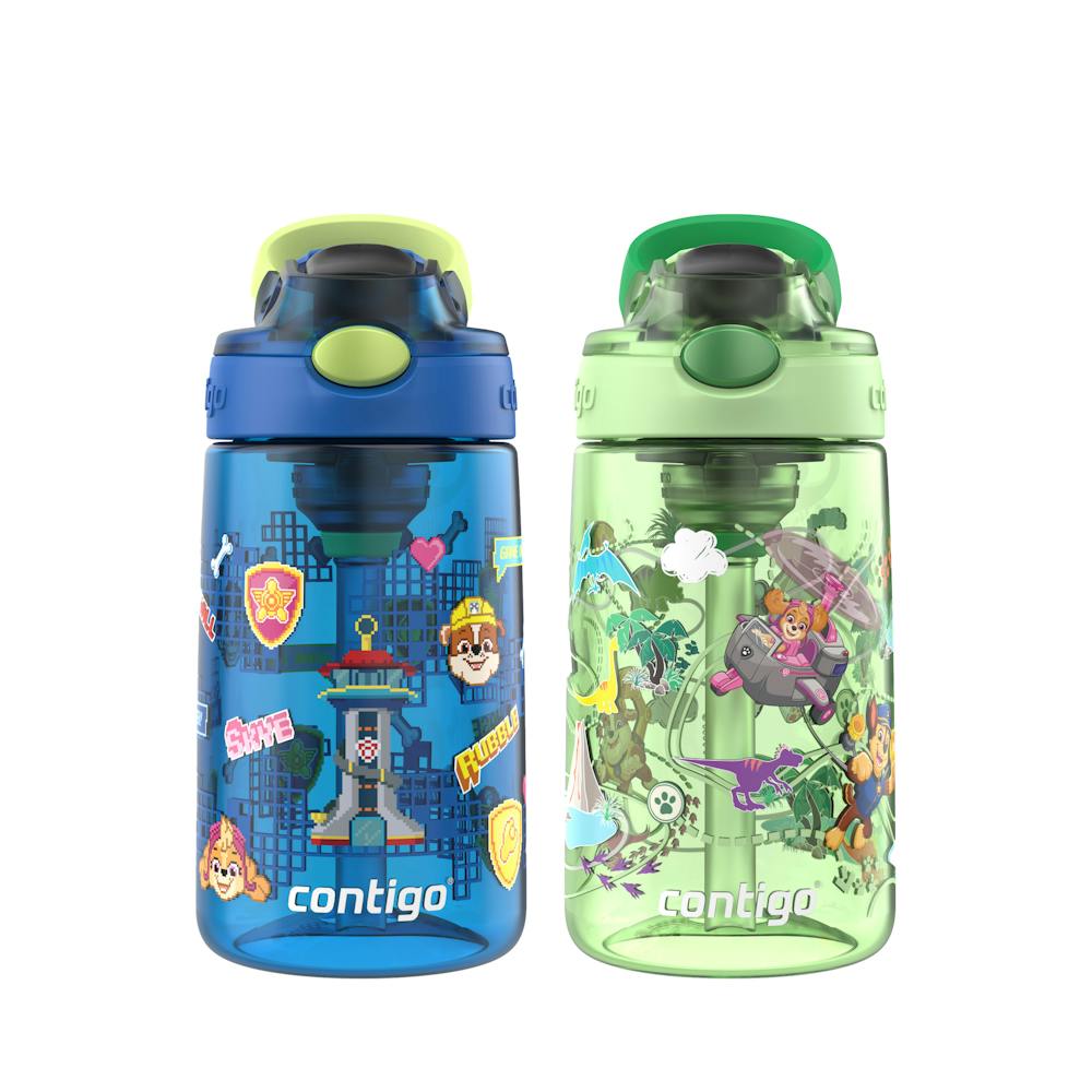 Contigo® Kids Water Bottle with Redesigned AUTOSPOUT® Straw, 14 oz, 2 pack - Blue + Green Aubrey