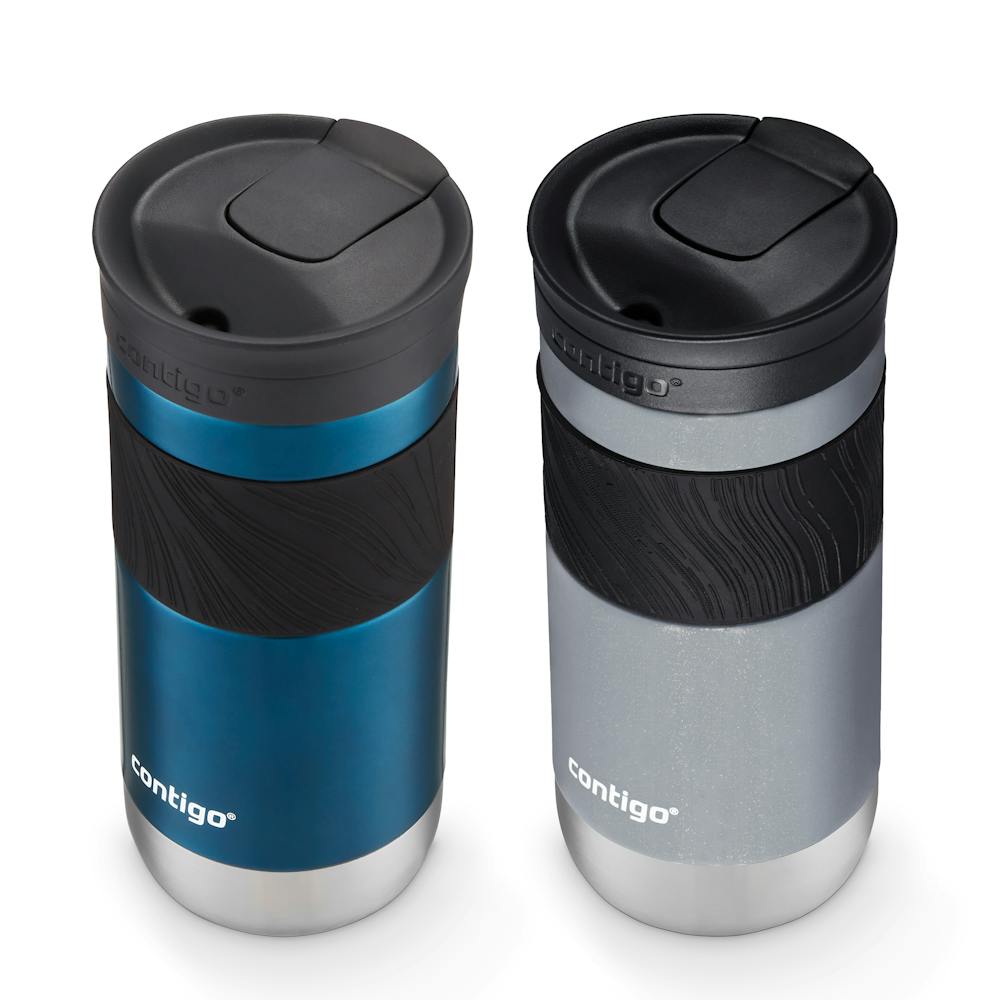 Contigo® Byron 2.0 Stainless Steel Travel Mug with SNAPSEAL™ Lid and Grip, 16oz, 2-Pack - Blueberry & Gold Morel