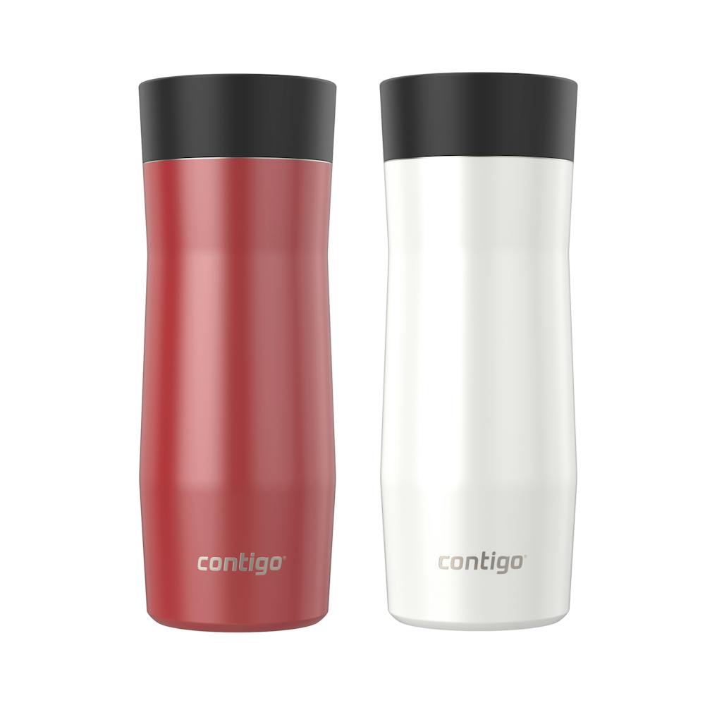 Contigo® West Loop 3.0 Stainless Steel Travel Mug with AUTOSEAL® Lid, 16oz, 2-Pack - Goji Berry Pearl & Salt Frosted Pearl